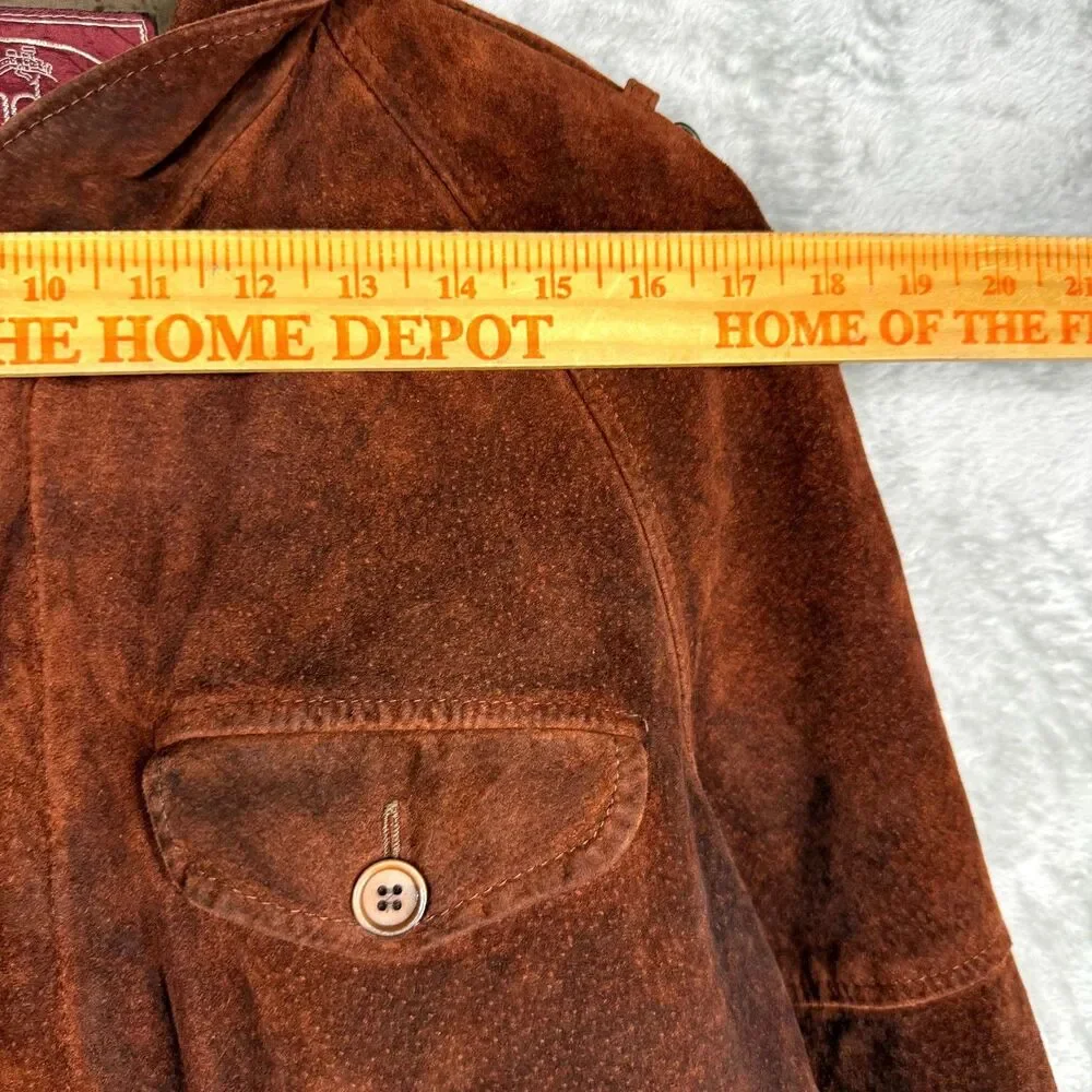 Vtg 80s Windsor Leatherwear Jacket Mens 40 Brown Suede Leather Full Zip Western